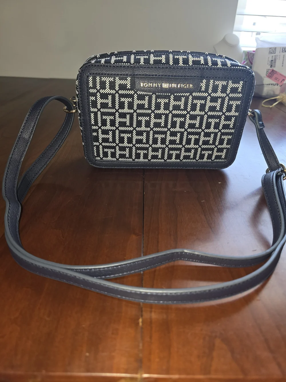 Tommy Hilfiger Navy and White Crossbody Camera Bag